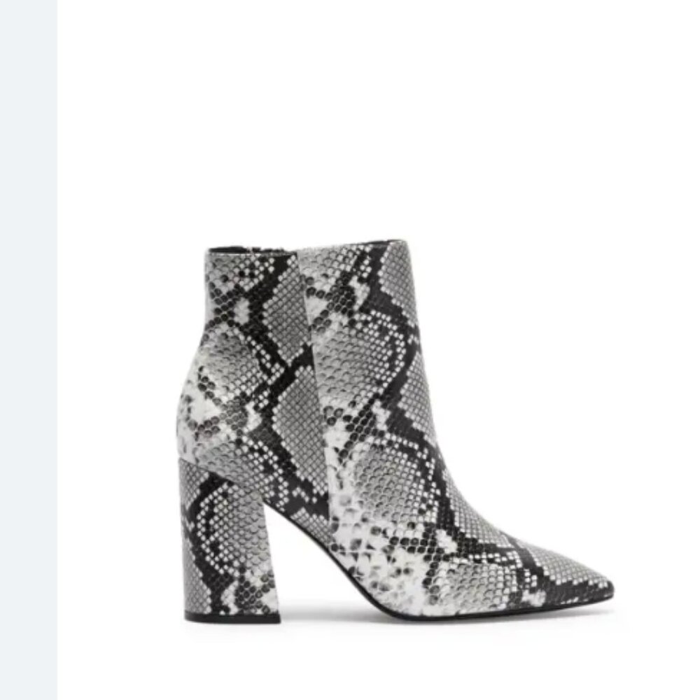 Charles David Virgil Embossed Boot, White Snake Print, Size:7.5